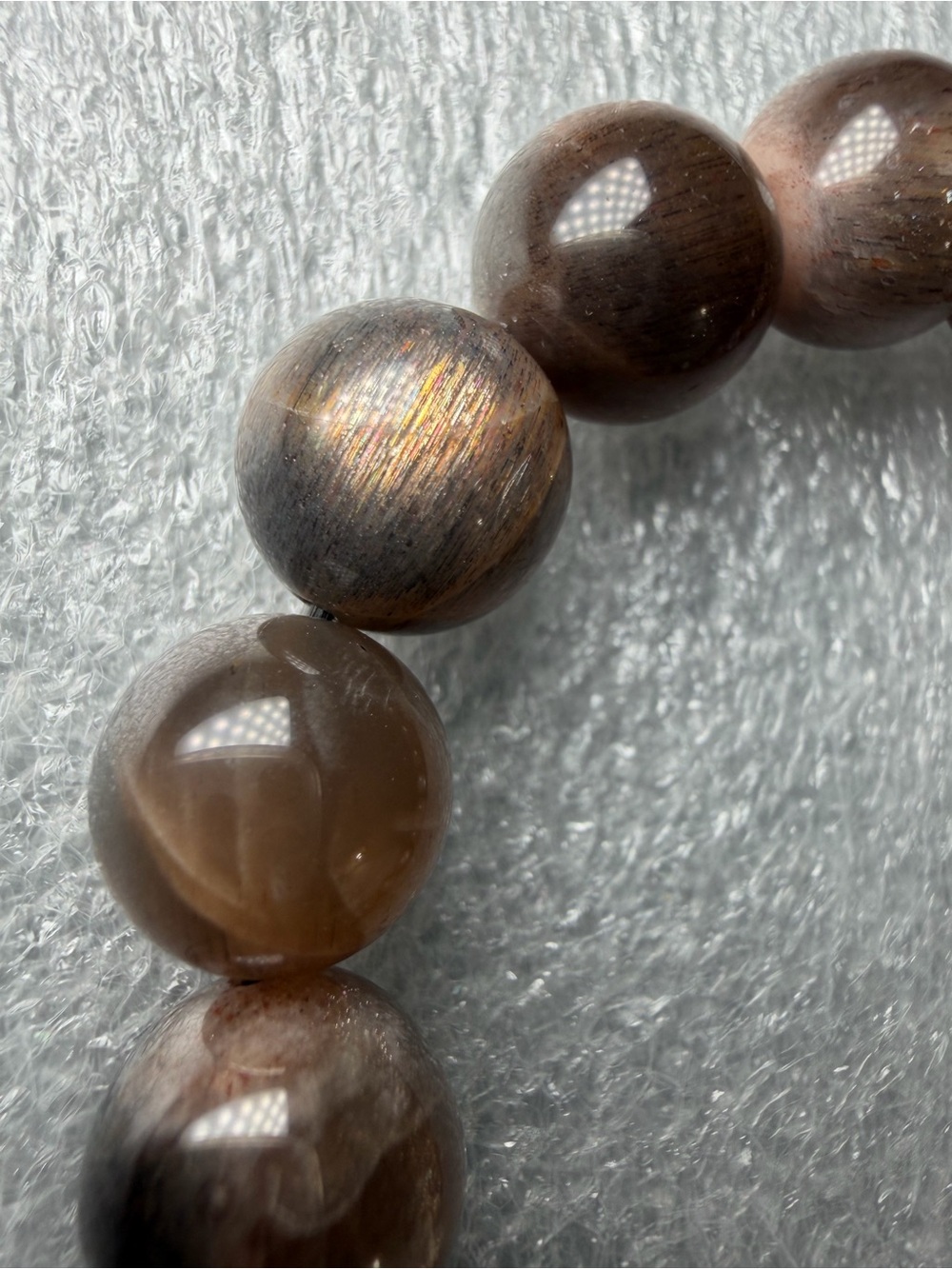 Sparkling 12MM Black Currant Sunstone Natural Crystal Bracelet